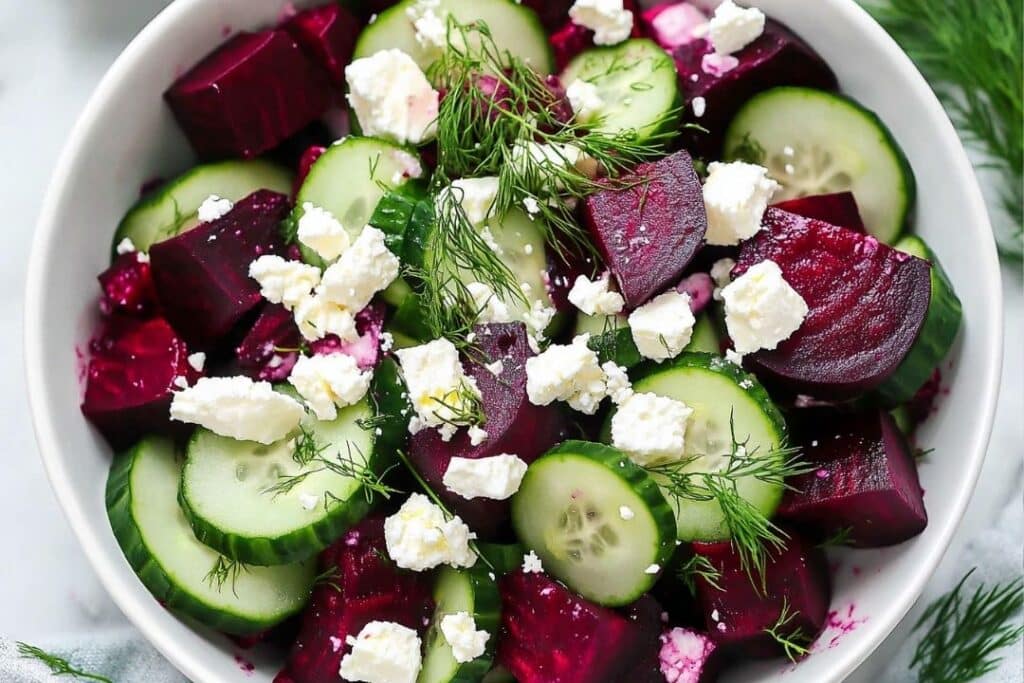 Beet Salad with Feta, Cucumbers, and Dill Recipe