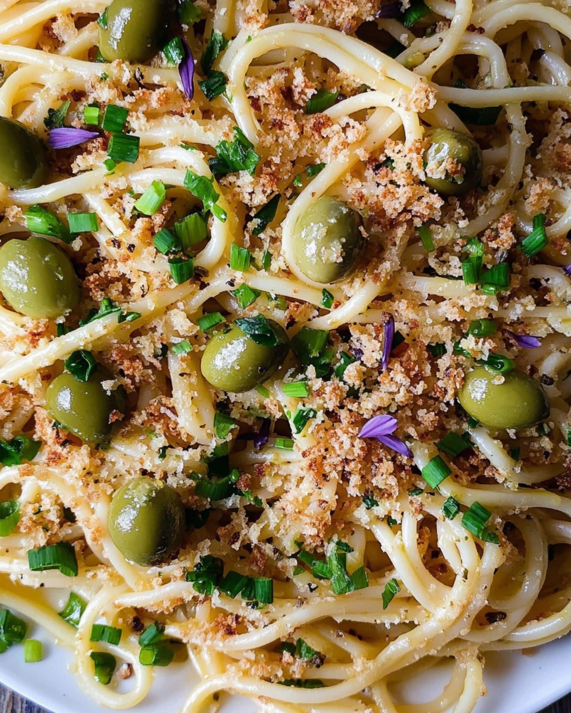 Green Olive Linguine with Broccolini & Breadcrumbs Recipe