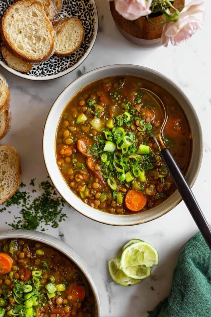 Slow Cooker Lentil Soup with Potatoes, Carrots, and Greens Recipe