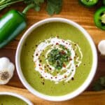 Roasted Poblano Soup with Crema and Hot Sauce Recipe