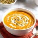 Spiced Pumpkin Soup with Coconut Cream and Toasted Pumpkin Seeds Recipe