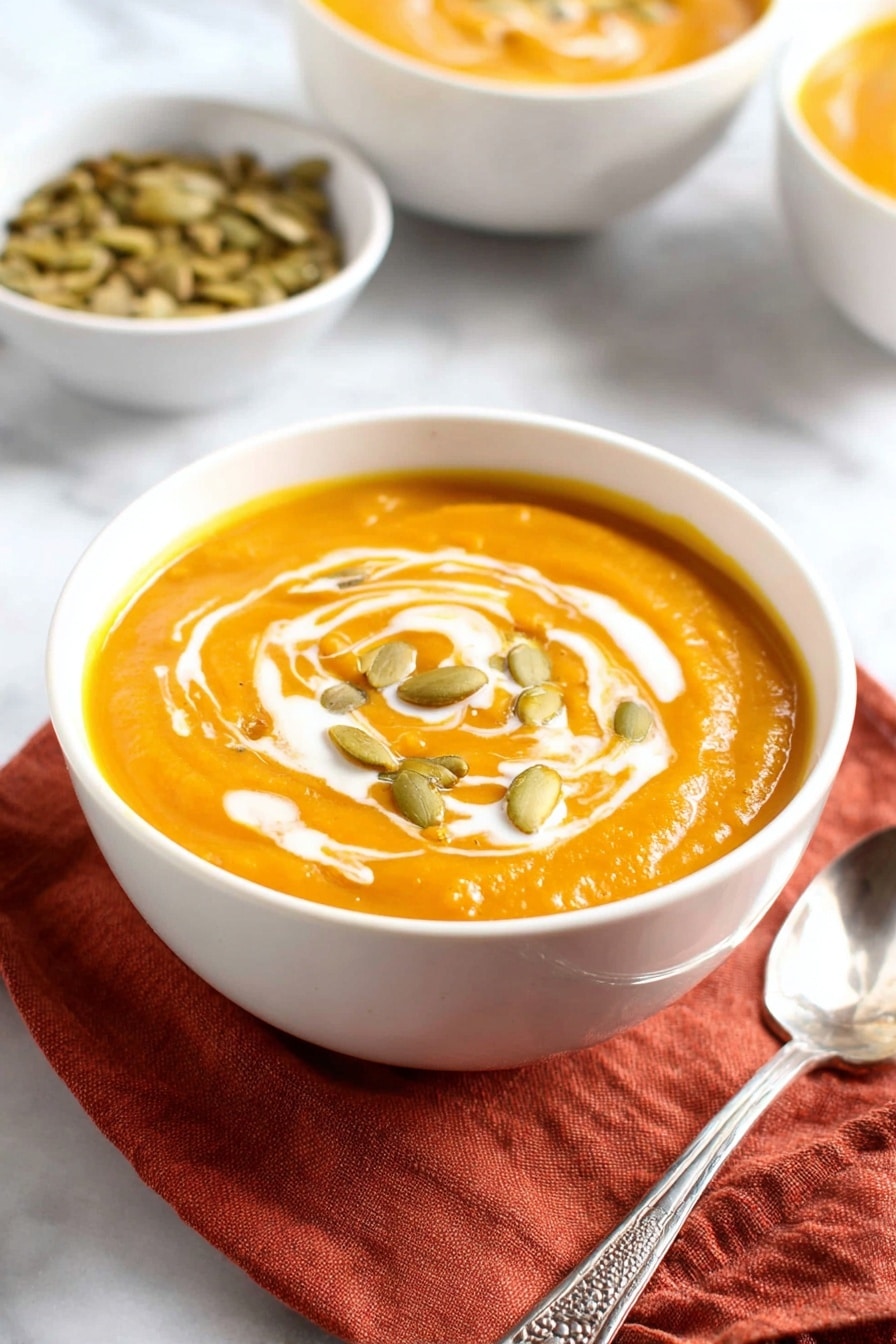 Spiced Pumpkin Soup with Coconut Cream and Toasted Pumpkin Seeds Recipe