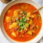 Hearty Hamburger Soup with Potatoes and Vegetables Recipe