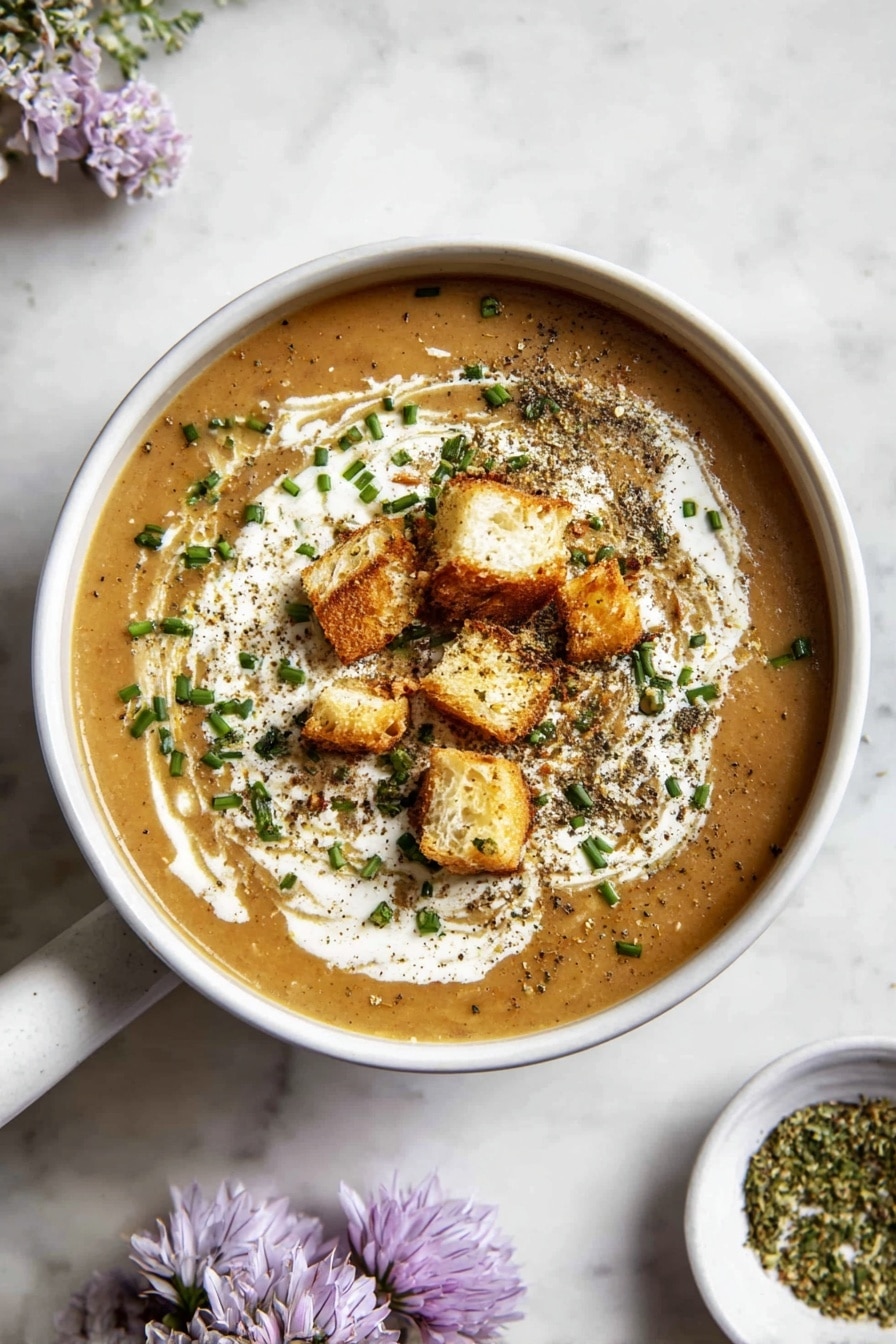 Roasted Cauliflower Soup with Za’atar and Crispy Croutons Recipe