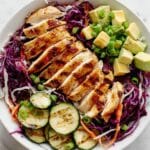 Grilled Chicken and Colorful Cabbage Salad with Zucchini and Lemon Dressing Recipe