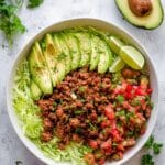 Taco Salad with Spiced Ground Beef, Fresh Salsa, and Avocado Recipe