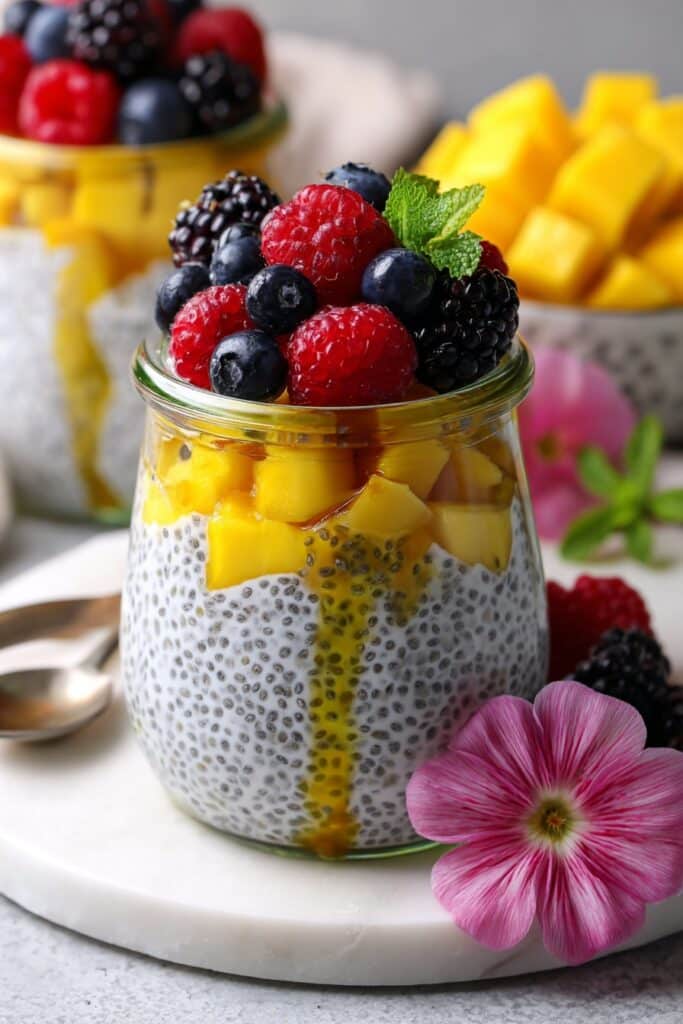 Mango Chia Pudding with Refreshing Fruit Salad Recipe