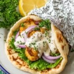 Slow Cooker Chicken Shawarma with Yogurt Sauce and Fresh Pita Recipe