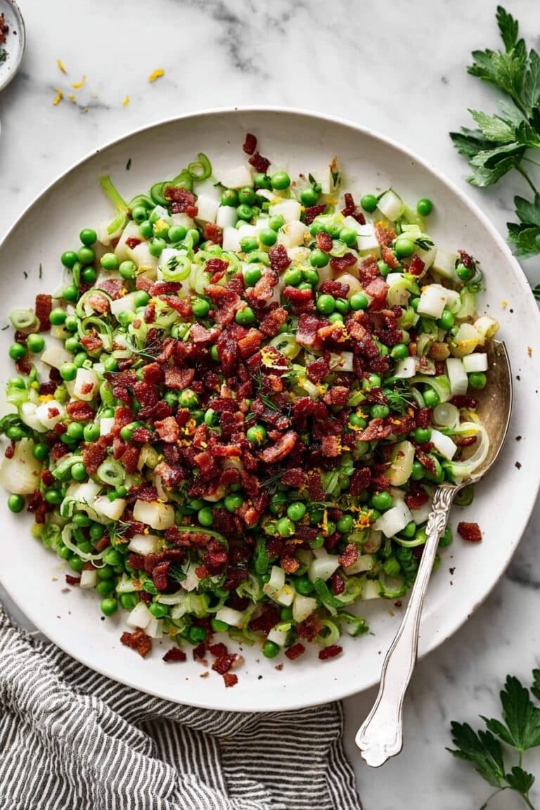 Thanksgiving Peas with Pear and Pancetta Recipe