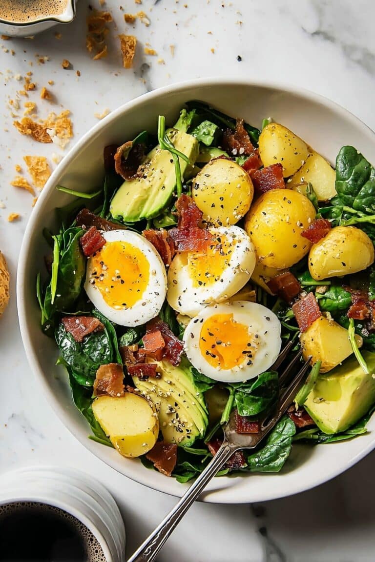 Breakfast Salad with Baby Potatoes, Bacon, Eggs, and Avocado Recipe