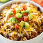 Hearty Ground Beef Burrito Bowls with Rice and Toppings Recipe