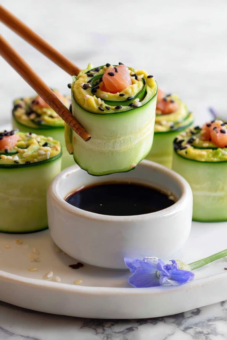 Smoked Salmon Cucumber Roll with Avocado Recipe