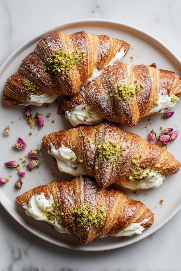 Chocolate Pistachio Croissants with Ricotta and Honey Recipe