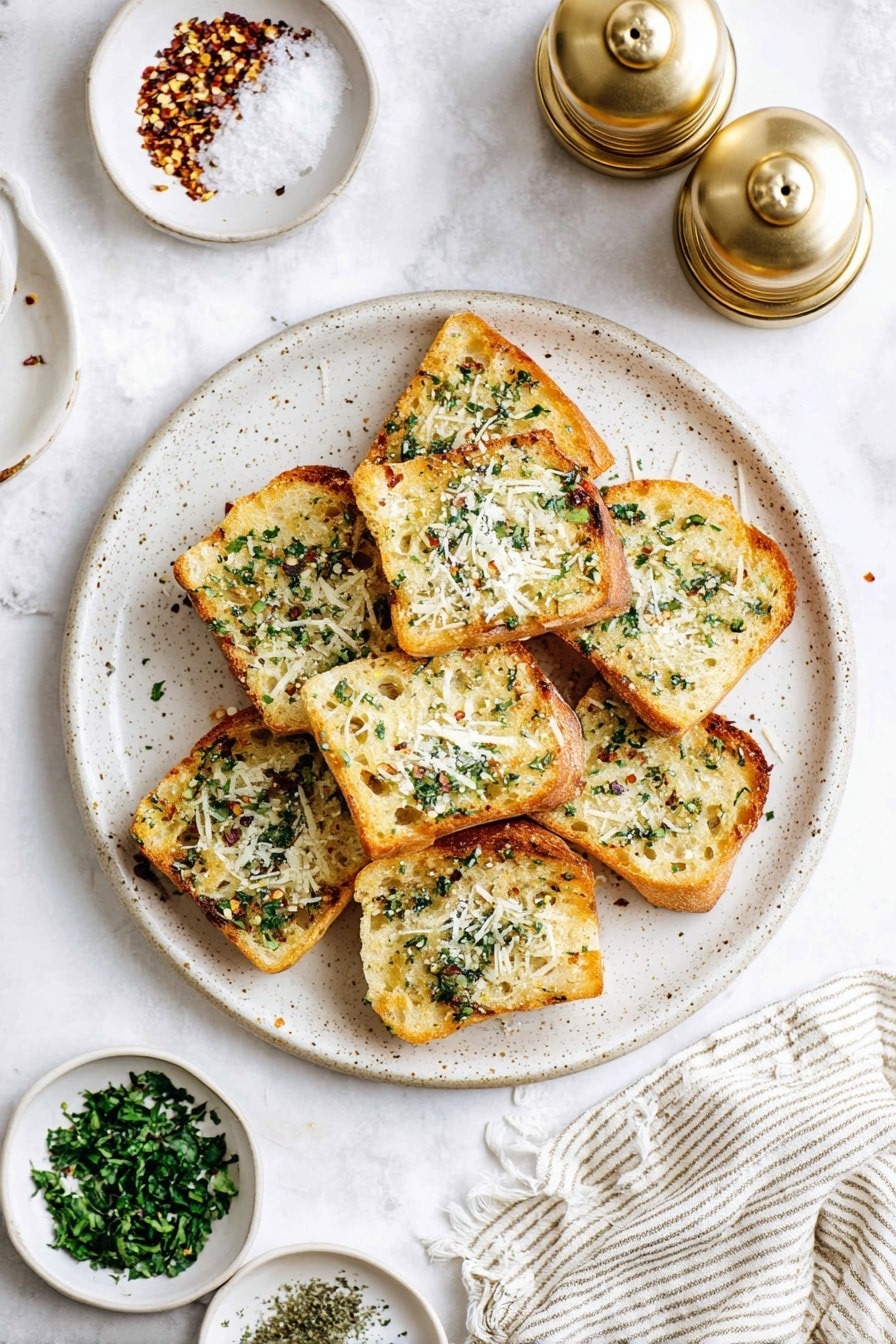 Garlic Parmesan Baguette with Parsley and Red Pepper Flakes Recipe