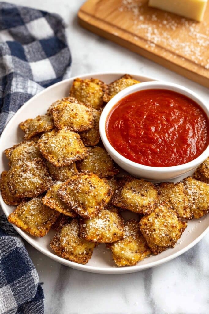 Baked Toasted Ravioli with Parmesan and Marinara Dipping Sauce Recipe