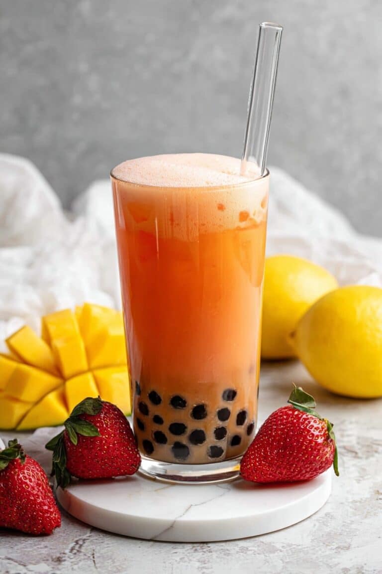 Boba Smoothie with Bursting Pearls and Frozen Fruit Recipe
