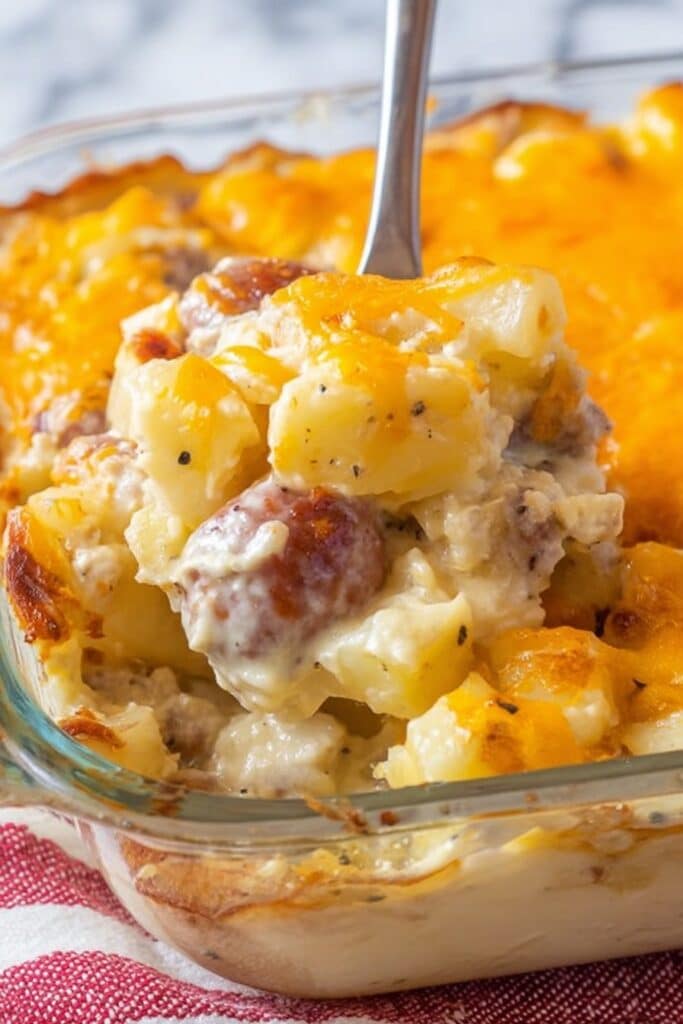 Cheesy Potato & Smoked Sausage Casserole Recipe