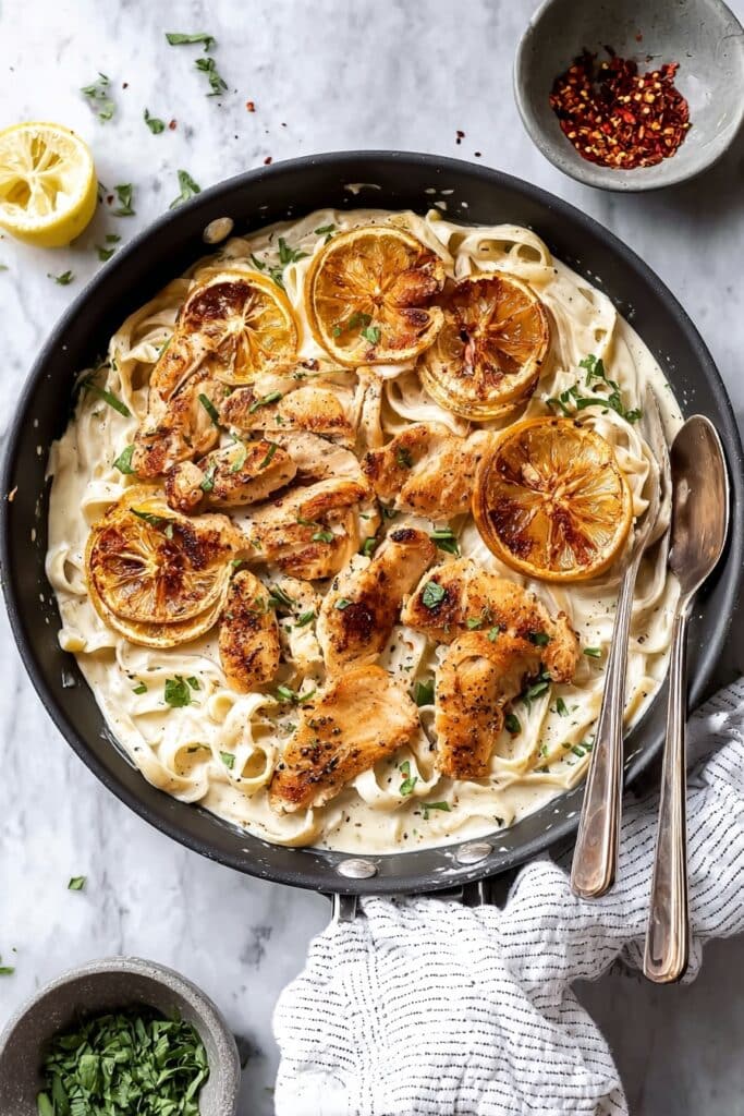 Easy One Pot Creamy Lemon Chicken Pasta Recipe