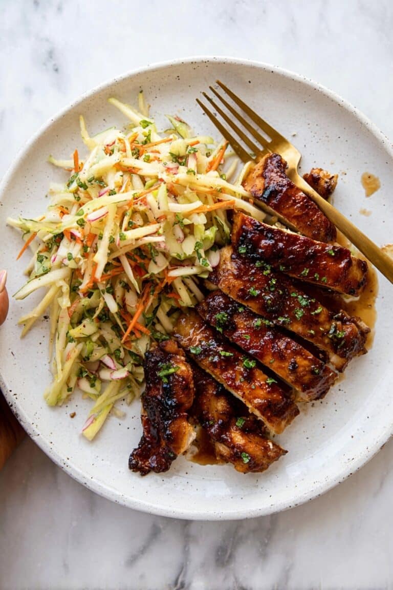 Sticky Apple Cider Chicken with Autumn Slaw Recipe