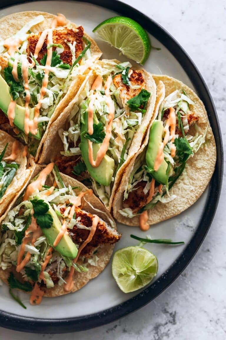 Fish Tacos with Citrus Slaw and Avocado Recipe