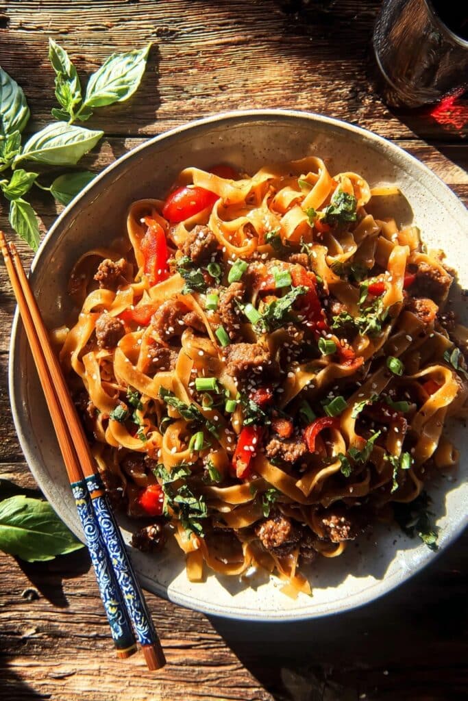 Crispy Garlic Chicken Drunken Noodles Recipe