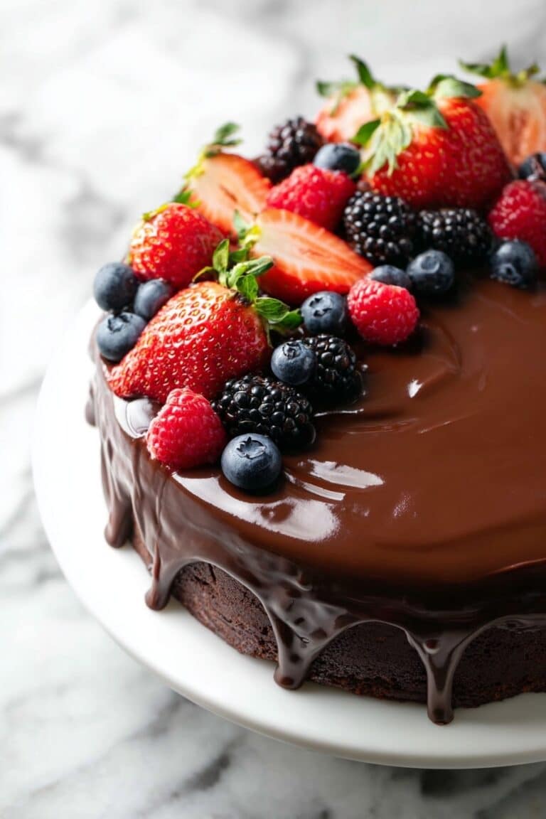 Low-Carb Flourless Chocolate Cake with Raspberries and Coconut Frosting Recipe