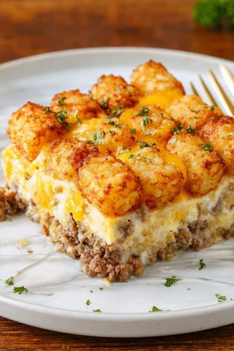 Tater Tot Breakfast Casserole with Sausage and Cheese Recipe