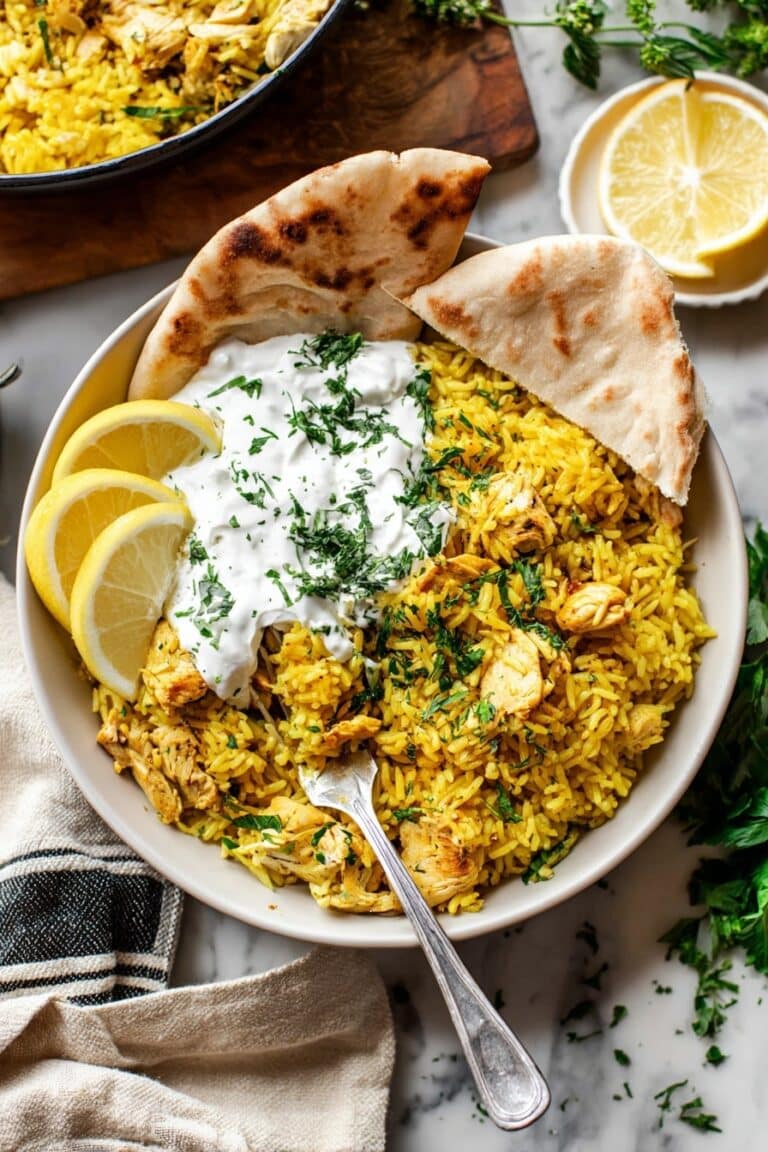 Dump-and-Bake Chicken Tzatziki and Rice Recipe