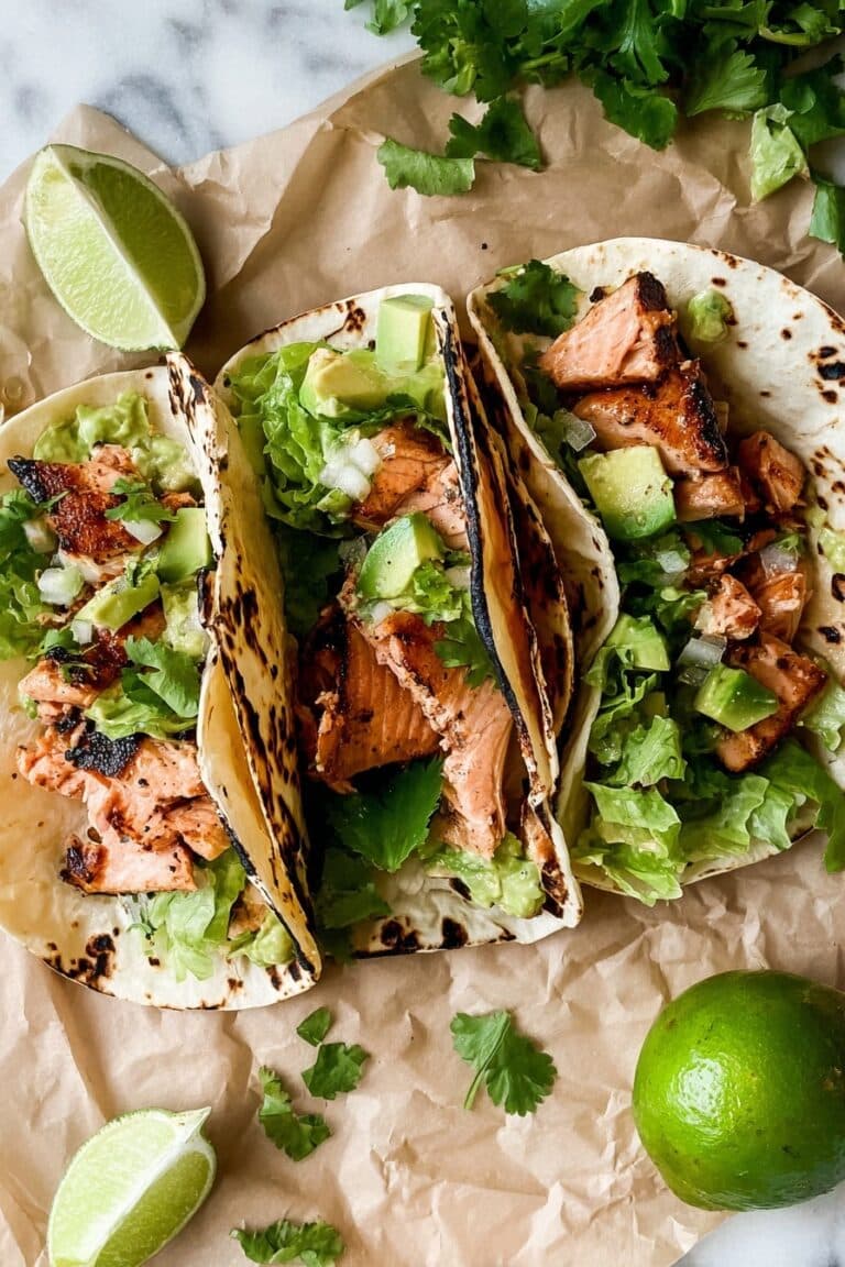 Blackened Salmon Tacos with Avocado Salsa Recipe