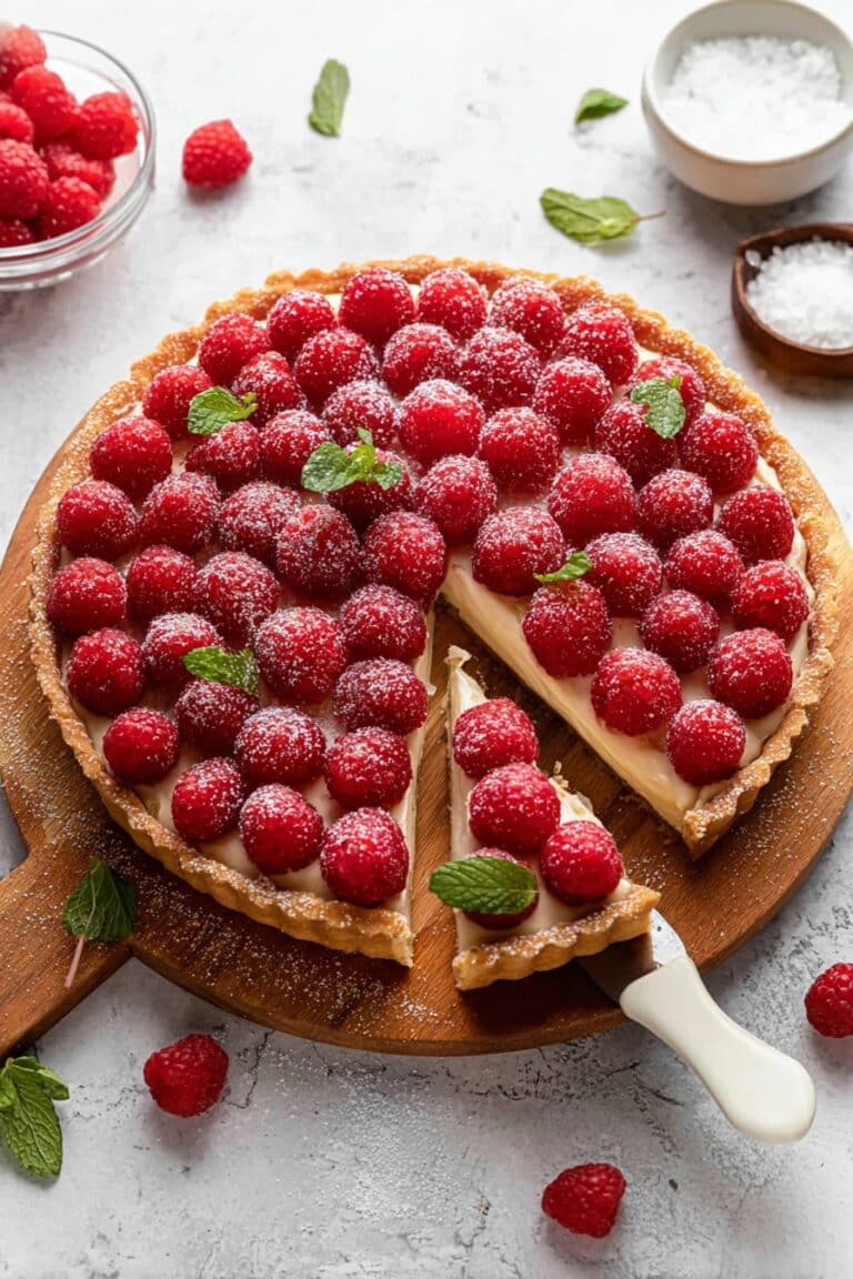 Raspberry Tart with White Chocolate Ganache and Fresh Raspberries Recipe