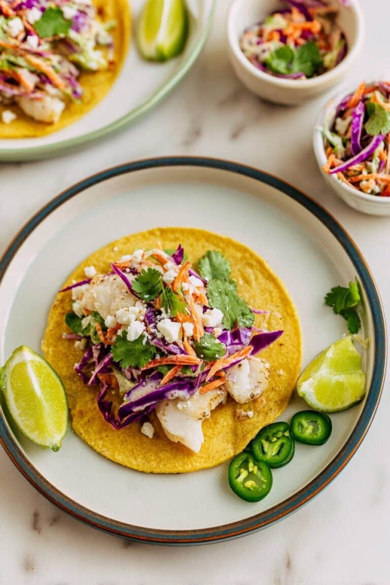 Blackened Fish Tacos with Spicy Lime Cilantro Sauce Recipe