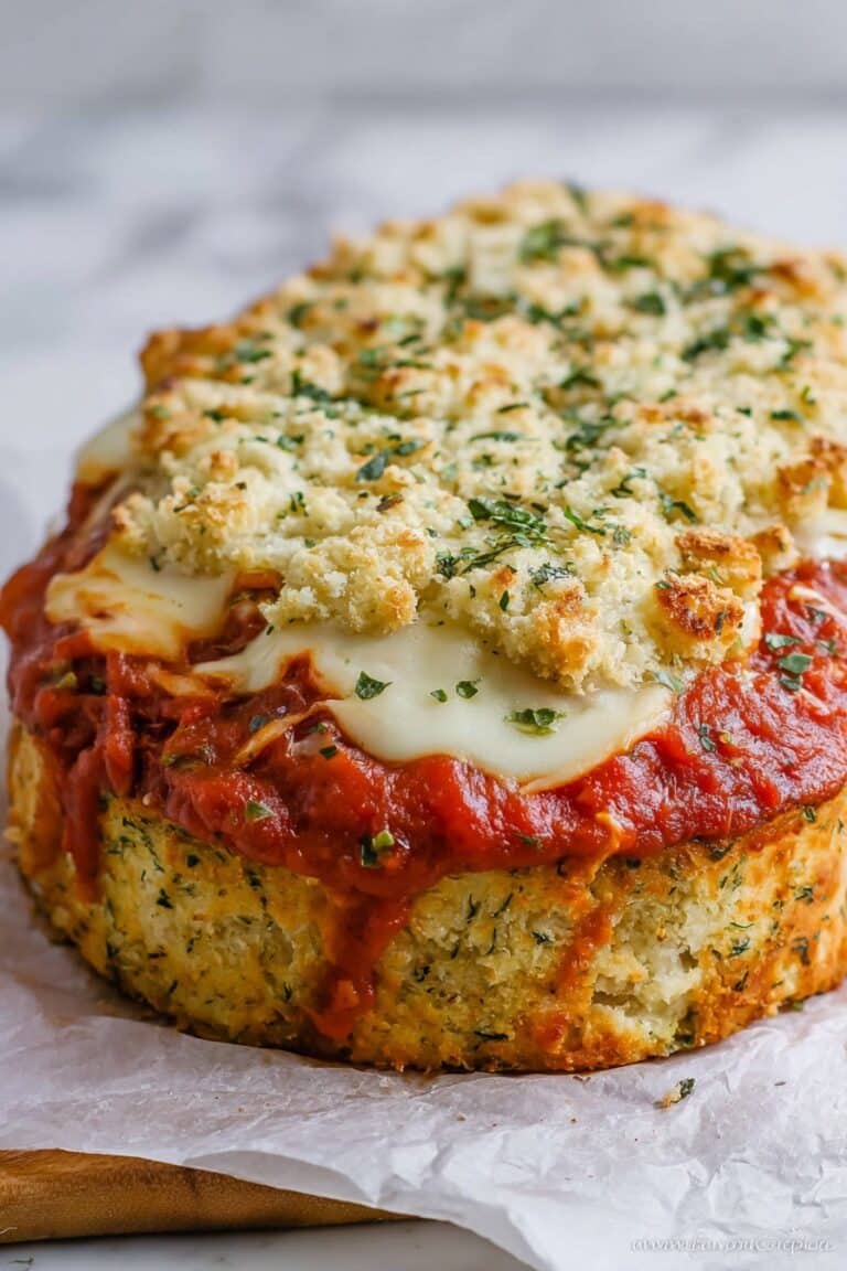 Parmesan Chicken Meatloaf with Marinara and Mozzarella Recipe