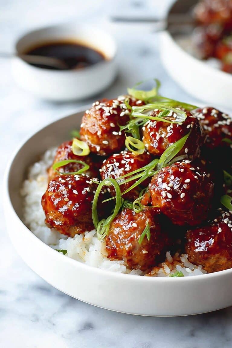 Easy Asian Pork Meatballs with Sticky Ginger Glaze Recipe