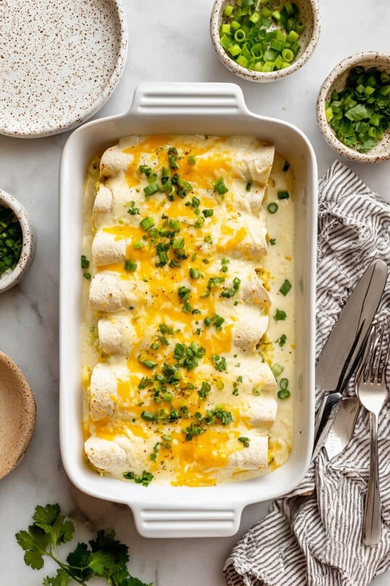 White Chicken Enchiladas with Rotisserie Chicken Recipe