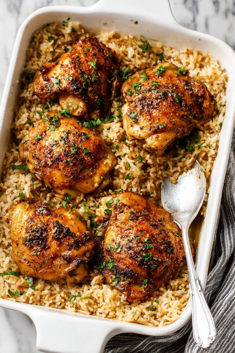 Baked Chicken Thighs with Fluffy Rice Recipe