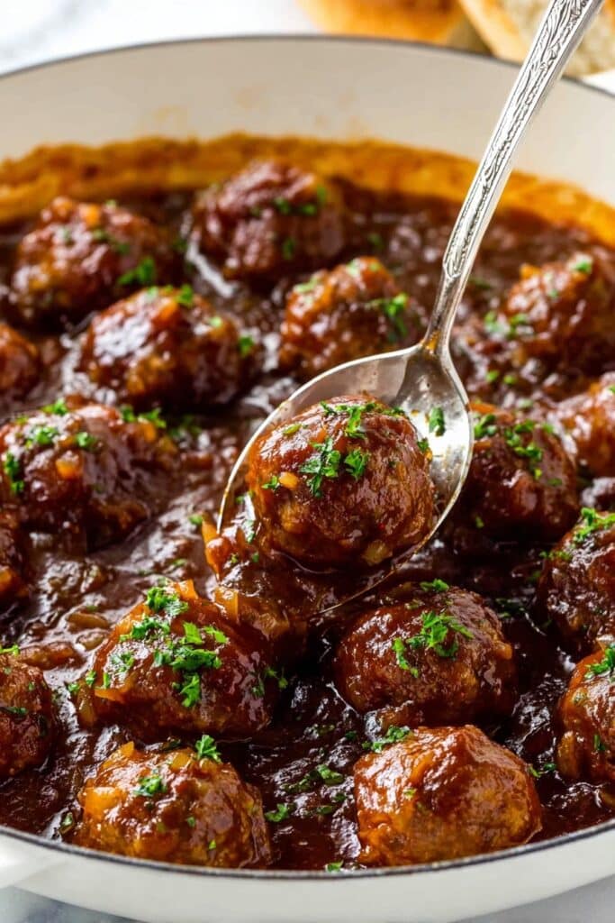 Salisbury Steak Meatballs with Rich Onion Gravy Recipe