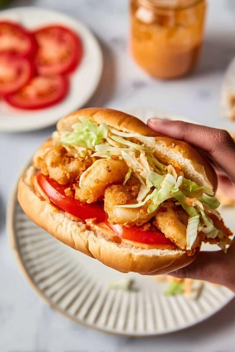 Fried Shrimp Po Boy Sandwich with Remoulade Sauce Recipe