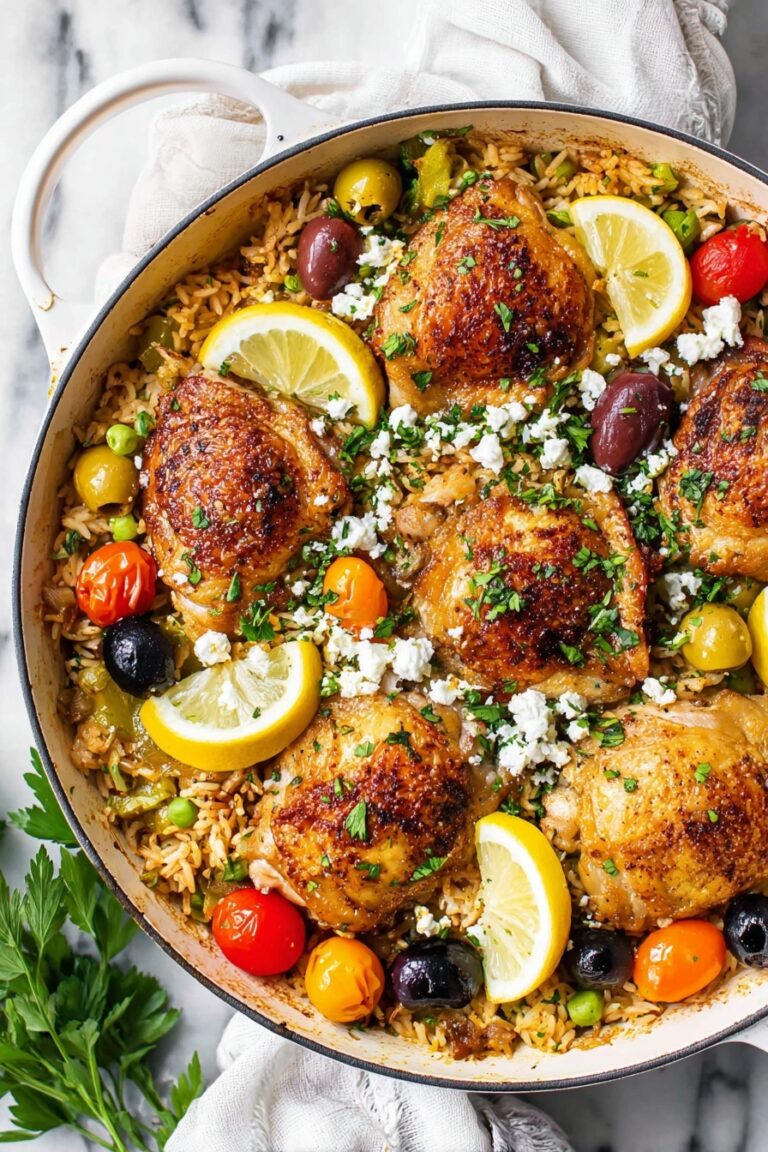 One Pan Greek Chicken and Rice Recipe