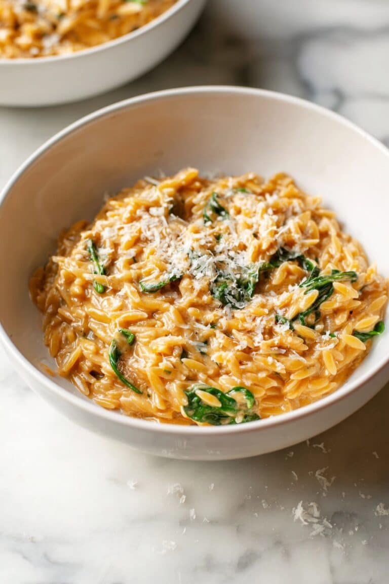 Ground Beef Orzo with Tomato Cream Sauce Recipe