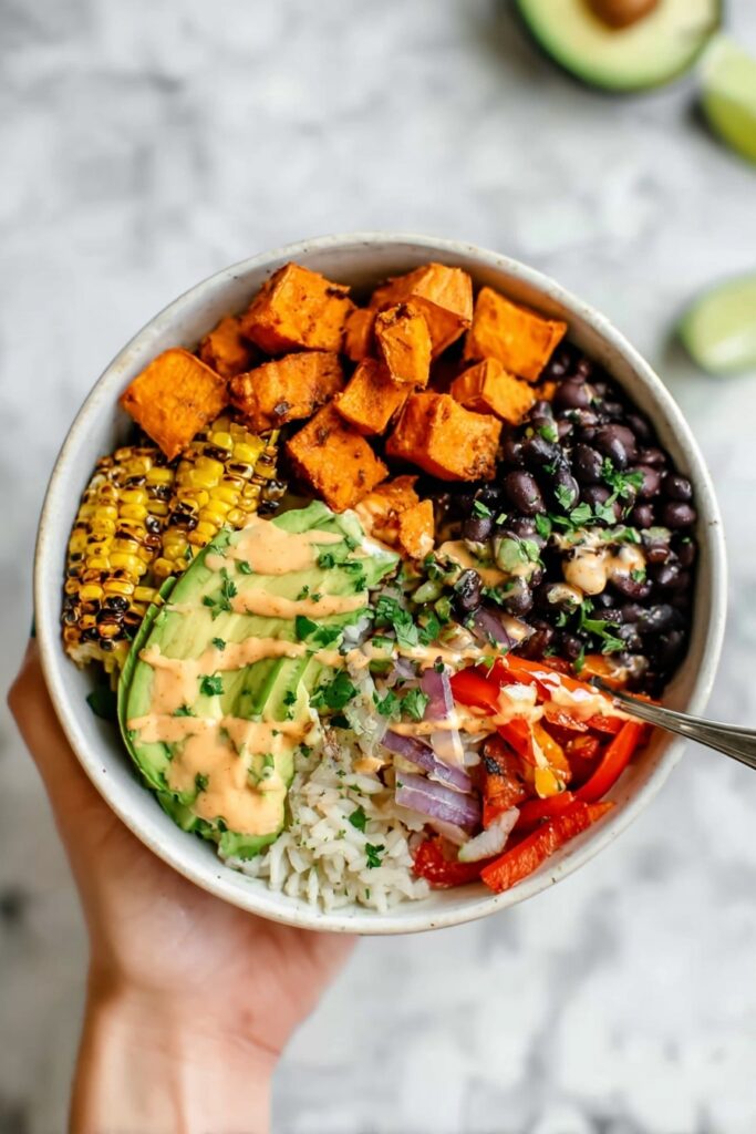 Vegan Sweet Potato Burrito Bowl Recipe