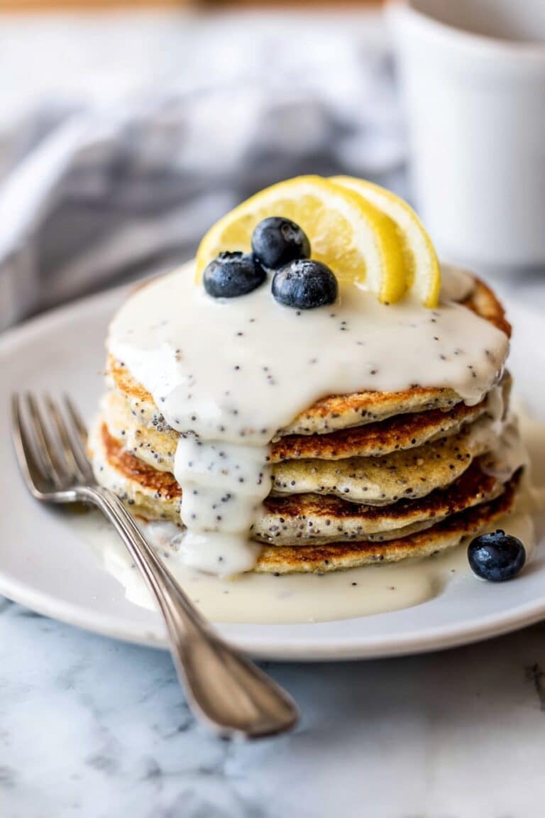 Lemon Poppy Seed Pancakes with Lemon Glaze Recipe