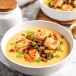 Shrimp & Cheesy Grits with Mushrooms and Bacon Recipe