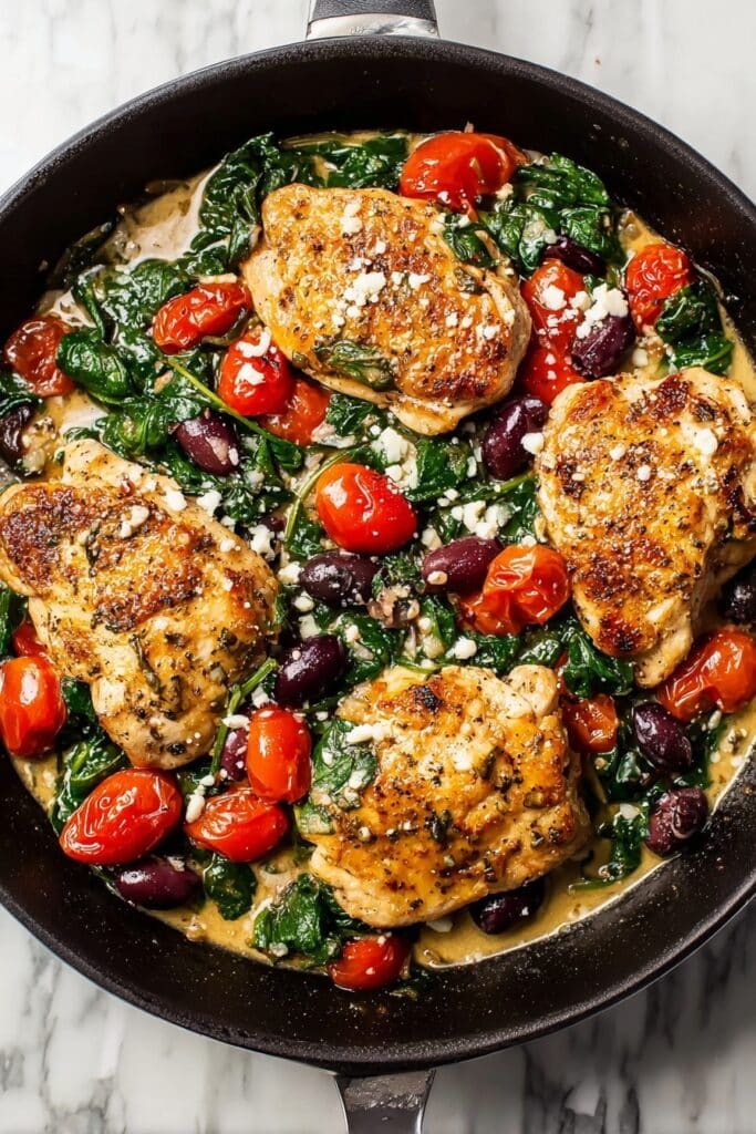 Mediterranean Chicken with Tomatoes, Olives, and Feta Recipe