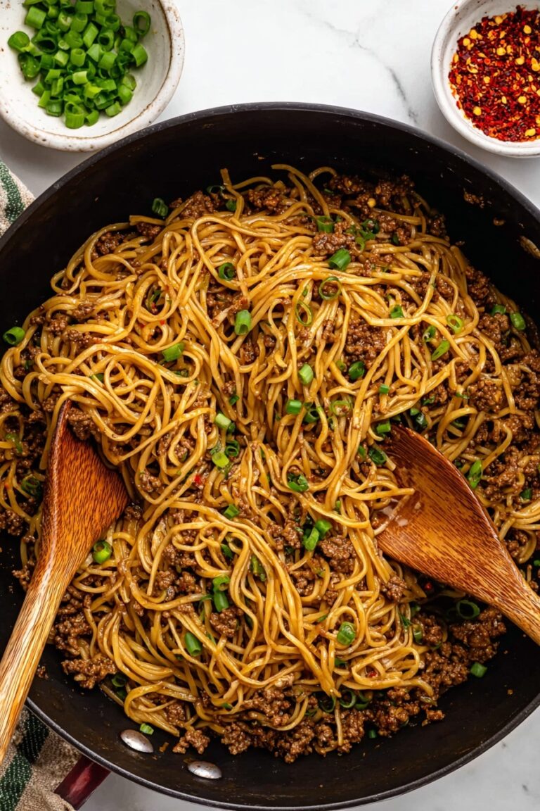Mongolian Ground Beef and Udon Noodles Recipe