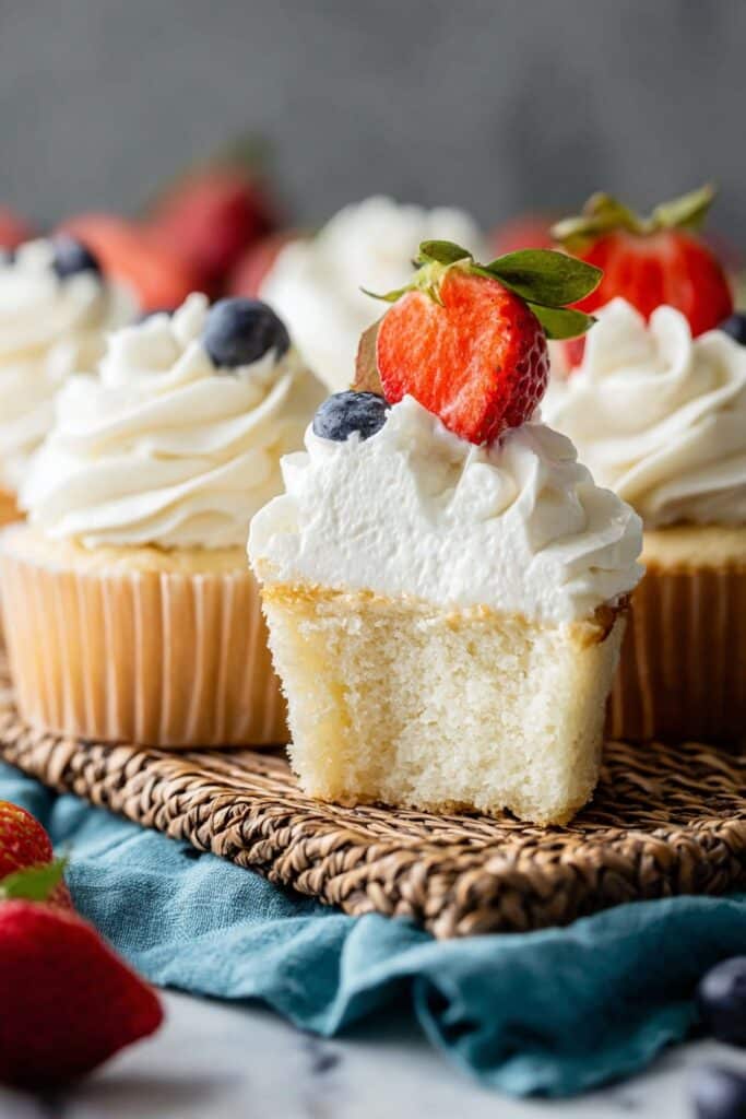 Angel Food Cupcakes with Whipped Cream Topping Recipe