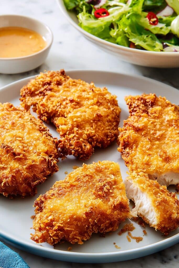 Crunchy Coconut Chicken with Spicy Mayo and Cabbage Salad Recipe