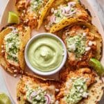 Baked Chicken Tinga Tacos With Tangy Avocado Cilantro Crema Recipe