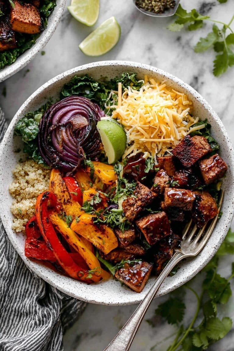 BBQ Chicken Bowls with Grilled Veggies & Sweet Potatoes Recipe