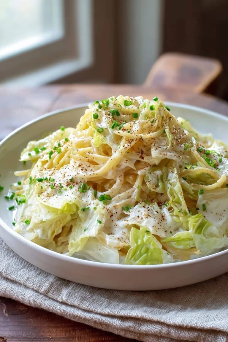 Creamy Alfredo Cabbage Pasta Recipe