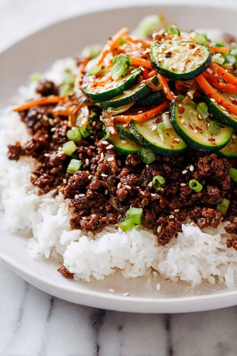 Gochujang Beef Bowls with Spicy Cucumber Salad Recipe